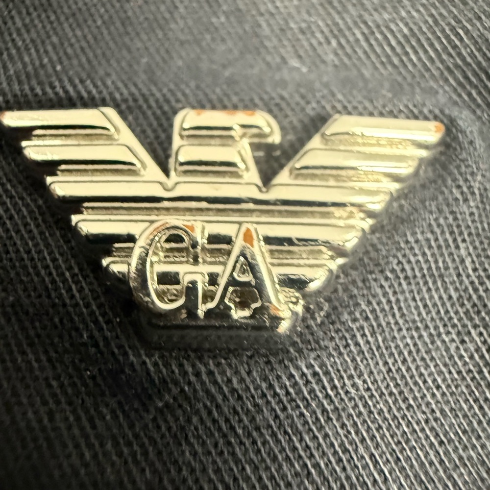 Giorgio Armani Gold Button on Black Fabric